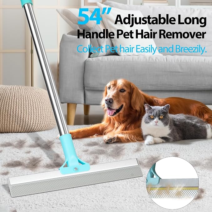 Carpet Rake for Pet Hair Removal Tool, 2 in 1 TPU and Copper Rake Teeth - Image 2