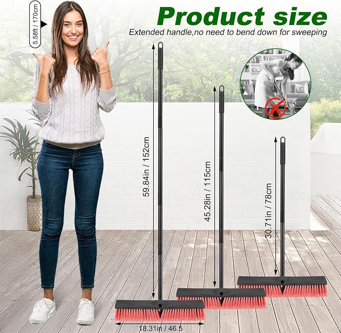 18 Inches Push Broom Outdoor- Heavy Duty Commercial Broom - Image 2