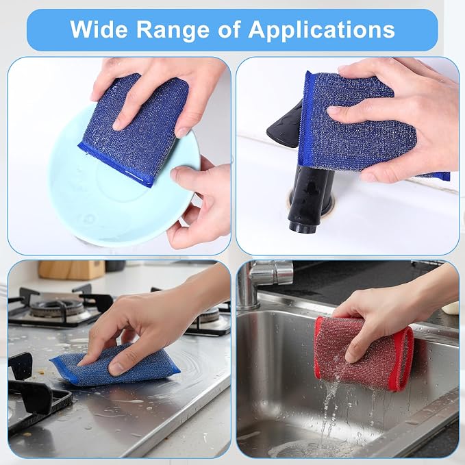 6 Pack Steel Wool Scrubber Sponges, Heavy Duty Stainless Steel Scouring Pads - Image 5