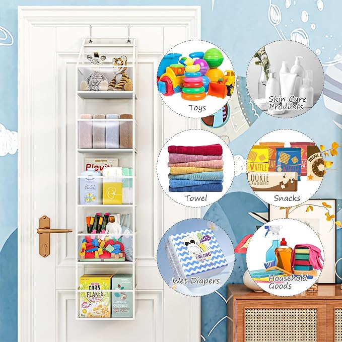 Fixwal 5-Shelf Over The Door Hanging Pantry Organizer, Room Organizer - Image 5