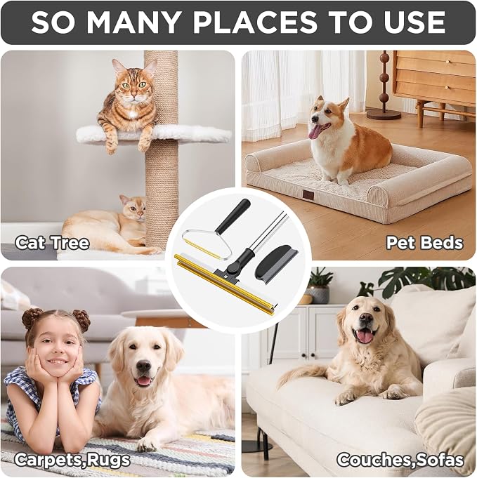 3 in 1 Carpet Rake for Pet Hair Removal, Tool Set of 3, 55” Long Handle Carpet - Image 2