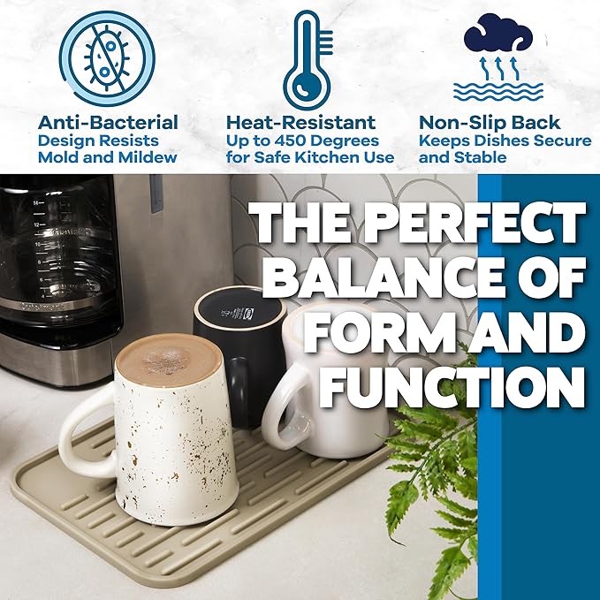 Large Silicone Dish Drying Mat for Kitchen Counter or Under Sink, Waterproof - Image 4