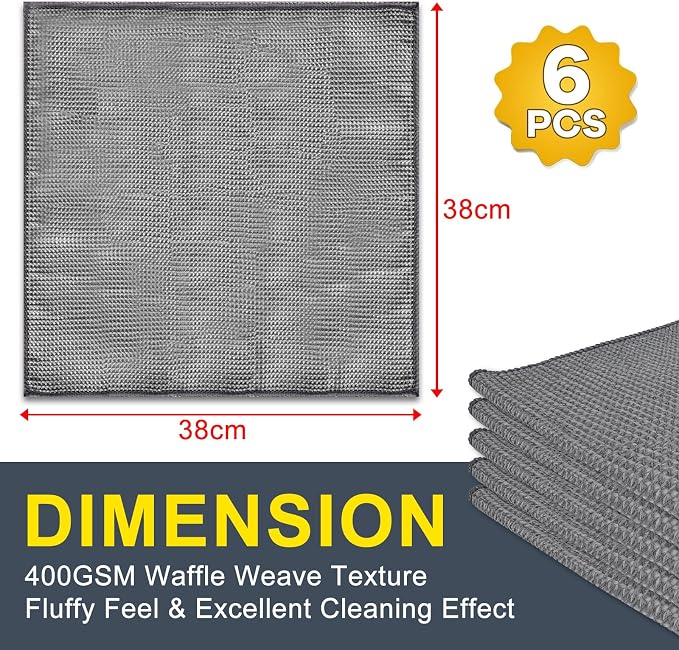 ITTAHO Waffle Weave Microfiber Towel, Reusable Absorbent Cleaning Cloth - Image 2