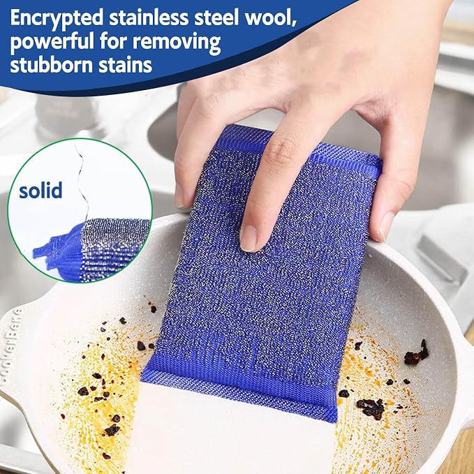 Kitchen Sponges for Dishes Steel Wool Scrubber Sponges for Kitchen Heavy Duty - Image 4