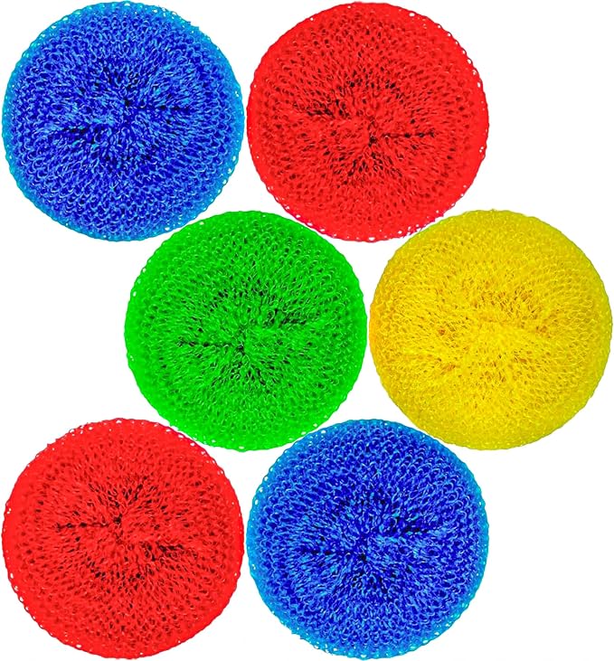 DecorRack 6 Mesh Scourers, Premium Non-Scratch Plastic Scourers, Stain Removing - Image 3