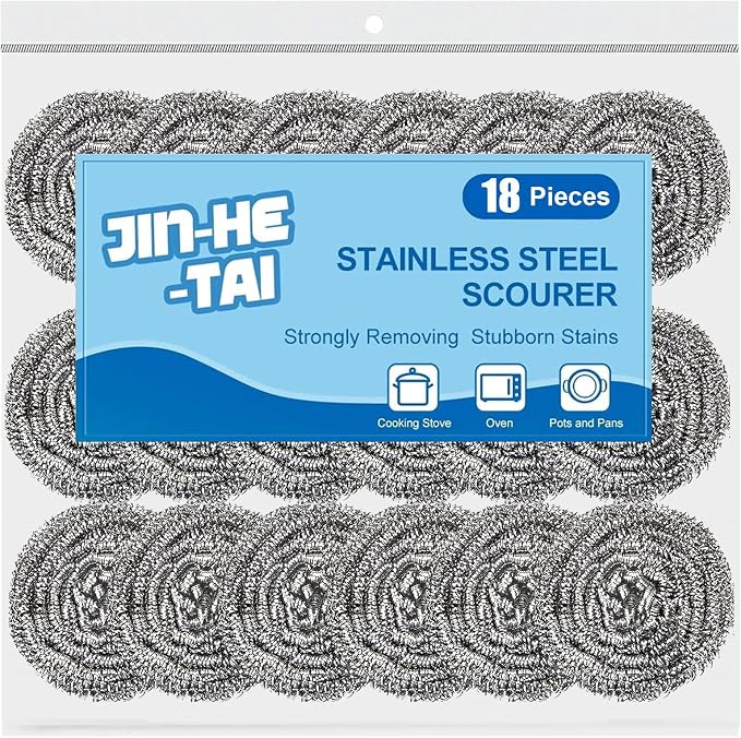 18 Pack Stainless Steel Scrubber, Steel Wool Srubber by JIN-HE-TAI