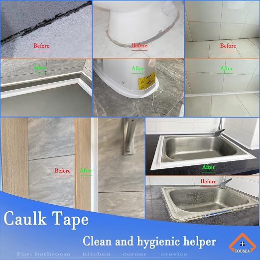 White Caulk Tape for Bath & Kitchen, Caulking Tape for Bathroom Caulking White - Image 3