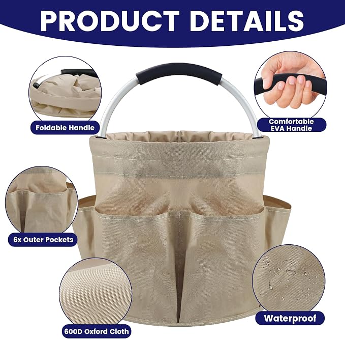 Cleaning Caddy with Handle and 6 Pockets, 17L Cleaning Supplies Organizer - Image 5