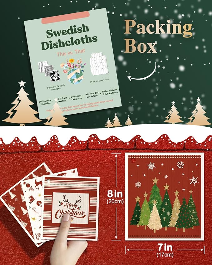 6 Pack Christmas Swedish Dishcloths - Image 2