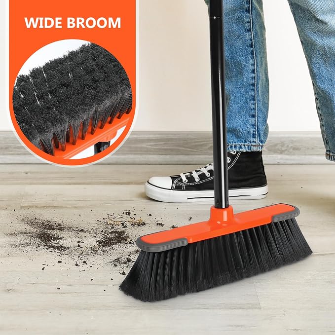 Broom for Sweeping Indoor 54''Long Handle Soft Bristle Brooms, Indoor Broom for - Image 3