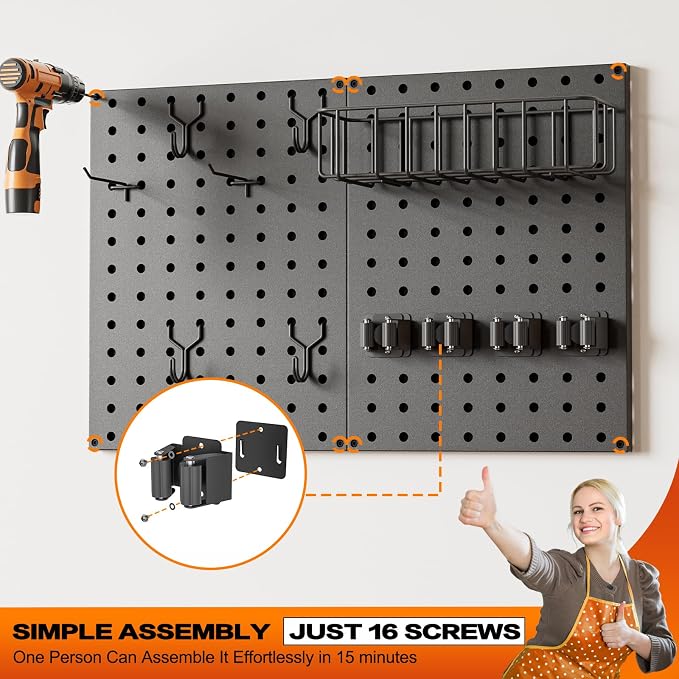 Broom Holder Wall Mount, Peg Board Wall Organizer - Image 8