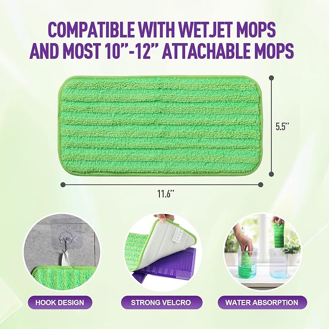 6 Pack Reusable Mop Pads for Swiffer WetJet, Washable Wet Mop Refills - Image 3