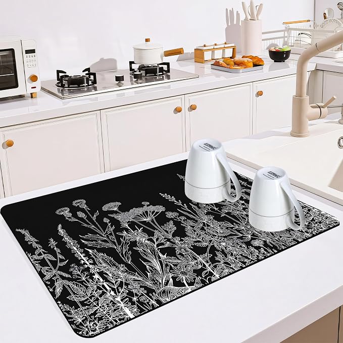 Dish Drying Mat for Multiple Usage. Super Absorbent, Easy clean, Quick dry by Mokiwala