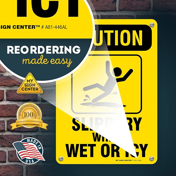 Caution Slippery When Wet Sign or ICY Sign, Fade Resistance, Indoor/Outdoor Use - Image 9