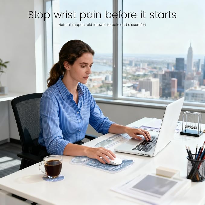 Ospelelf Mouse Pad with Wrist Rest and Ergonomic Gel Keyboard Hand Wrist - Image 6