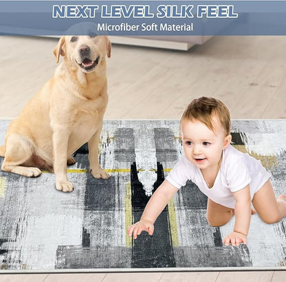 Runner Rug Washable 2x74 FT, Non Slip Rubber Backing Abstract Carpet, Soft Area Rugs for Bedroom Kitchen Hallway Entryway Bathroom, Customized