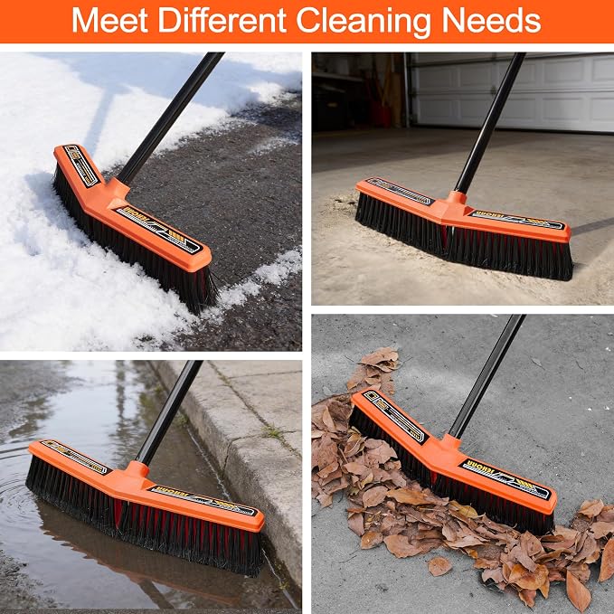 JEHONN Push Broom Outdoor Heavy Duty, 15.7 inches V-Shaped Stiff Bristle - Image 6