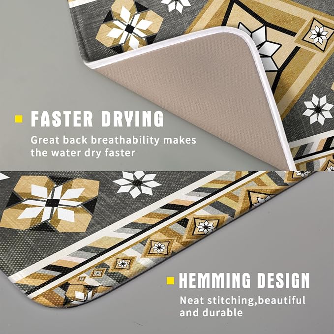 Boho Yellow Gray Aztec Dish Drying Mat - Image 3
