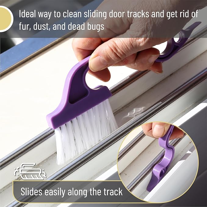 Slick- Window Track Cleaning Brush, 2 Pack, Built-in Scraper, Window Track - Image 4