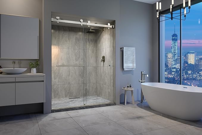 VITRA-200 56.5-59" W x 78" H Twinglide Frameless Shower Door w/ 3/8" Clear - Image 2