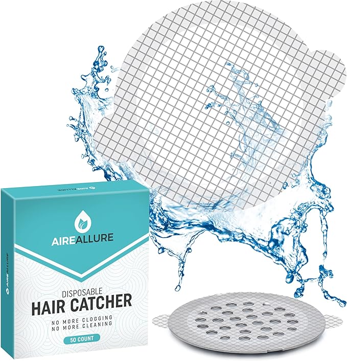 50 Pack Disposable Shower Drain Hair Catcher Mesh Stickers by AireAllure