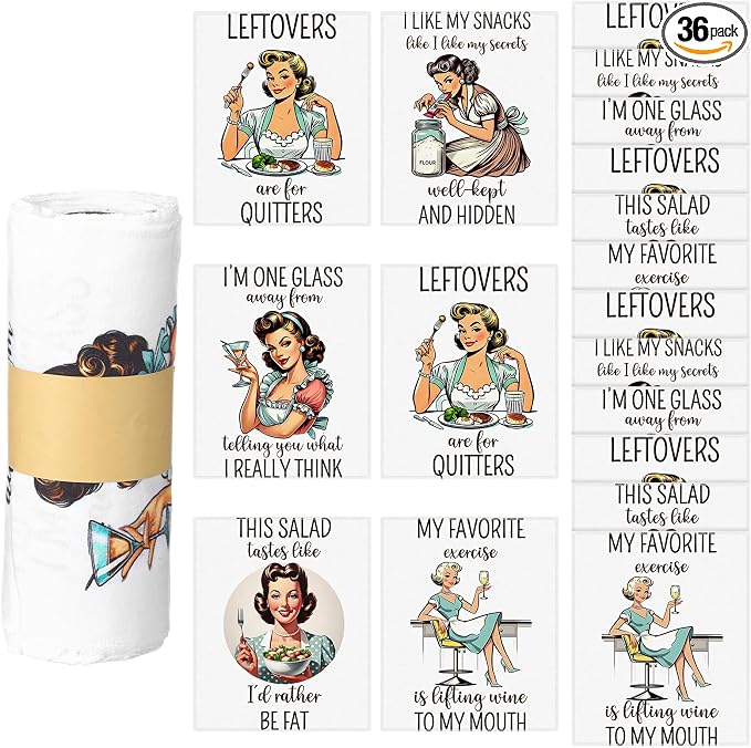 36 Pack Funny Style Reusable Cleaning Cloths Washable Cotton Kitchen Towels by Noveread