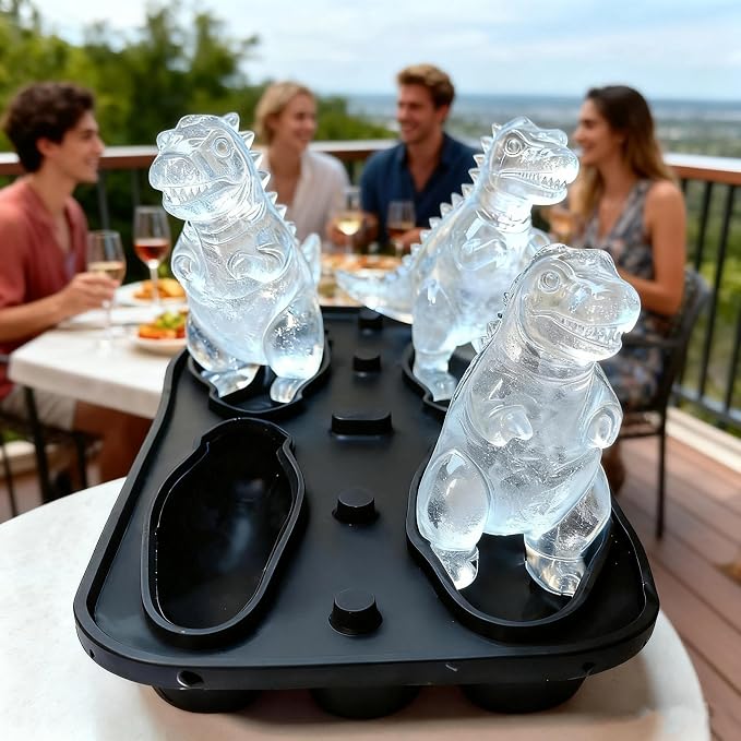 7.48inch Newly Upgraded 4-grid 3D Dinosaur Ice Tray and Covered Silicone Ice - Image 9