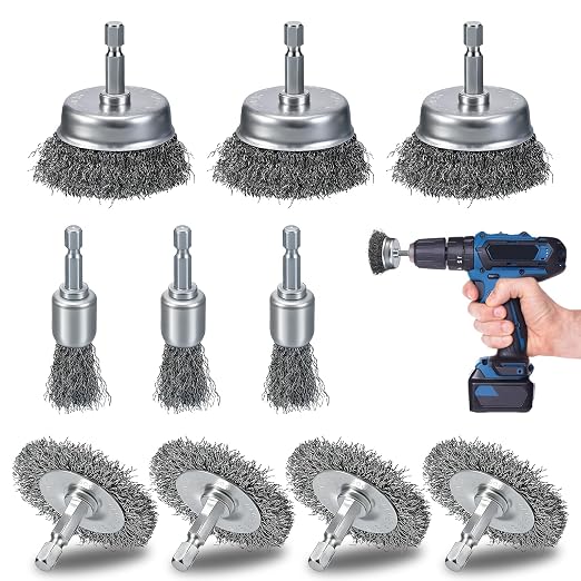 10 Pcs Drill Wire Brushes Coarse Carbon Steel Crimping Wire Wheel Cup Brushes by MIKILIKIEN