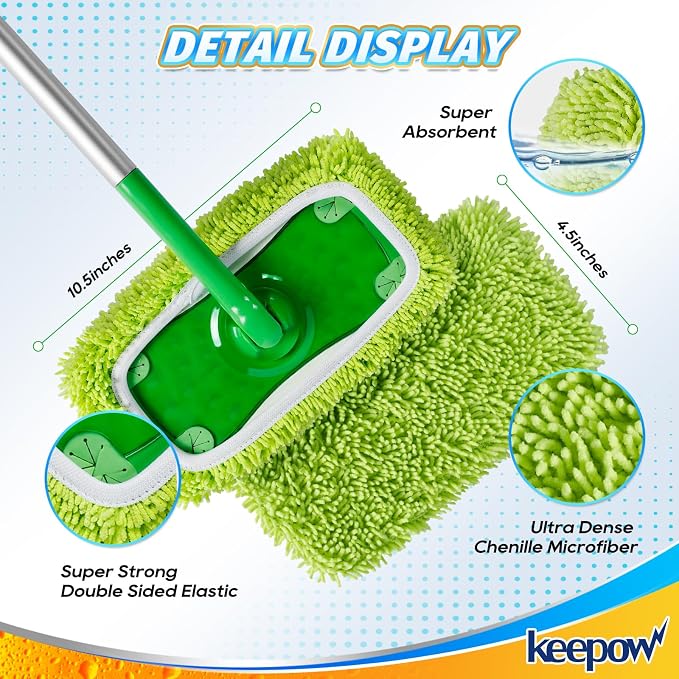 KEEPOW Reusable Microfiber Mop Pads Compatible - Image 3