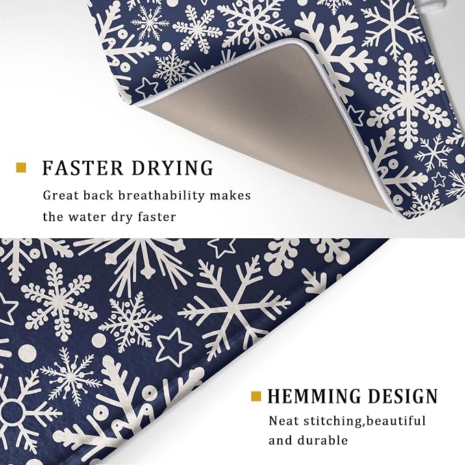 Dark Blue Winter Dish Drying Mat - Image 3
