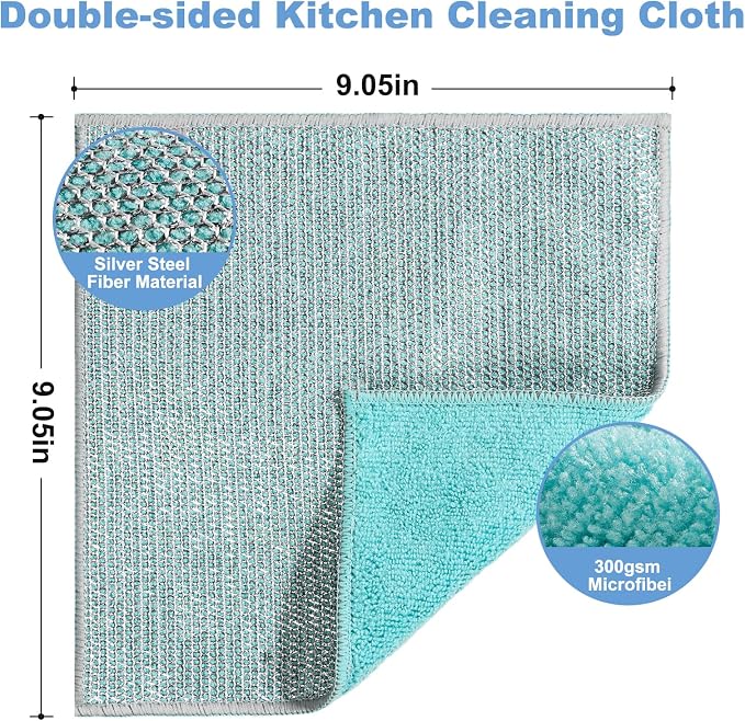 10pcs New Upgrade 2-Layer Microfiber Wire Dishcloth, Non-Scratch Wire - Image 2