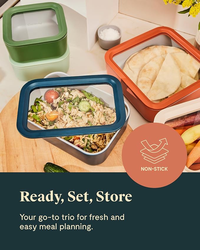 Caraway 3pc Glass Food Storage Set – 10 Cup, 6.6 Cup, & 4.4 Cup Food Containers - Image 5