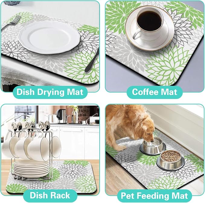 Dish Drying Mat for Kitchen Counter Matt, Super Absorbent Non-slip Rubber Backed - Image 6