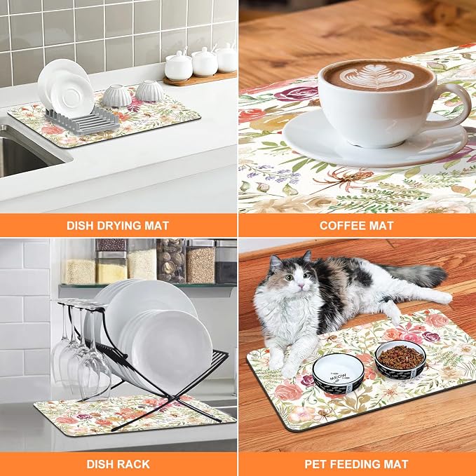 LOKHOM Dish Drying Mat for Kitchen Counter, Dish Drainer Rack Mats for Kitchen - Image 5