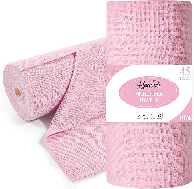 HONOVA Microfiber Cleaning Cloth Roll 45 Pack, Tear Away Microfiber Towels by HONOVA