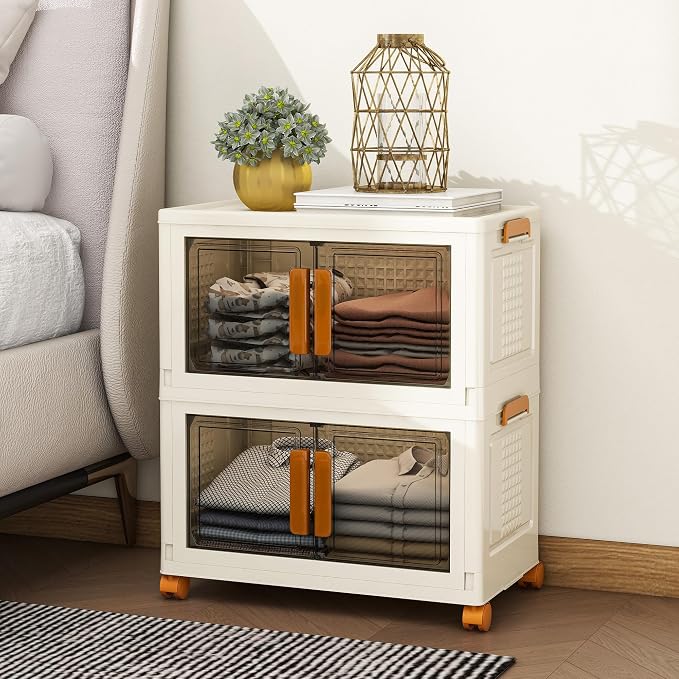 2 Tier Stackable Plastic Storage Bins by Unknown