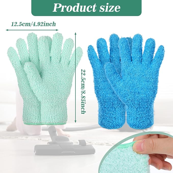 2 Pairs Microfiber Dusting Gloves, Reusable Plant Dusting Gloves Washable - Image 2