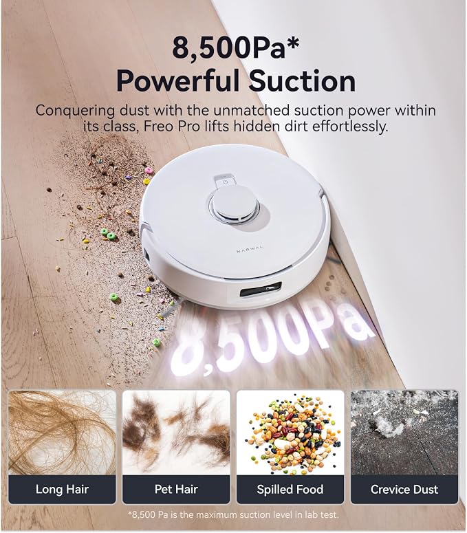 NARWAL Freo Pro Robot Vacuum and Mop Combo, Tangle Free Robot Mop, 8500Pa - Image 2