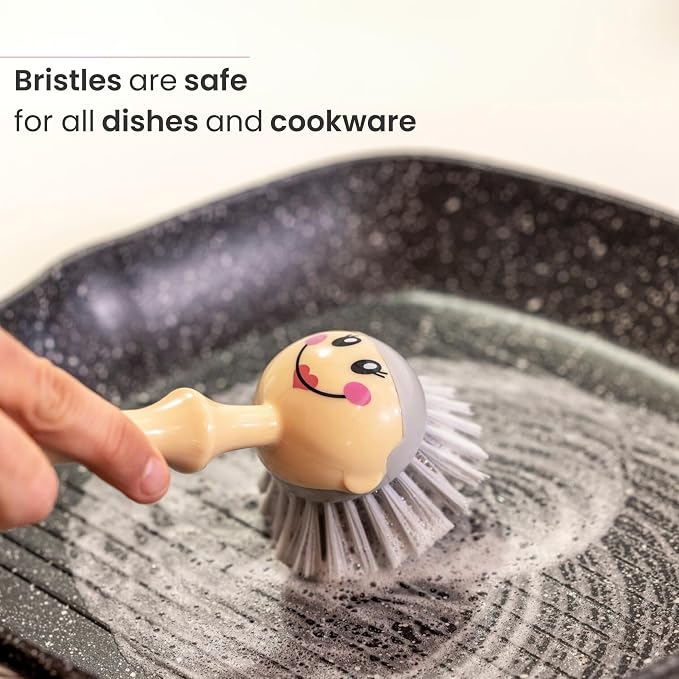 Vigar Dolls Dish Brush with Ergonomic Handle and Dress-Shaped Brush Holder - Image 7