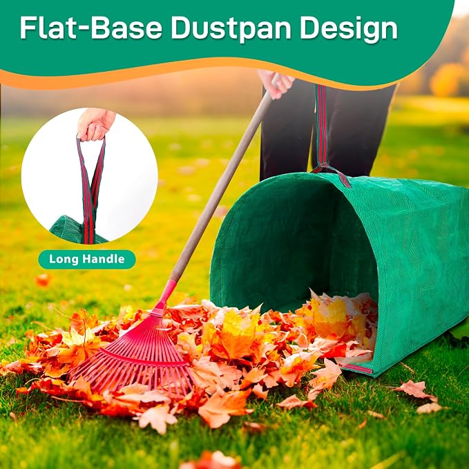 2 Pack 53 Gallon Reusable Yard Waste Bags, Dustpan-Type Leaf Collector Bag - Image 3