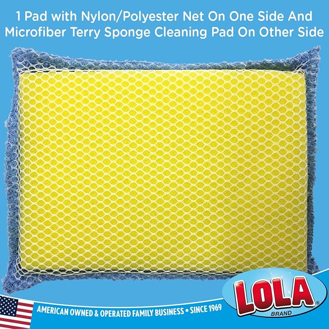LOLA Microfiber Terry & Nylon Net Sponge Scrubber Pad, 12 Pack, Non Scratch - Image 3