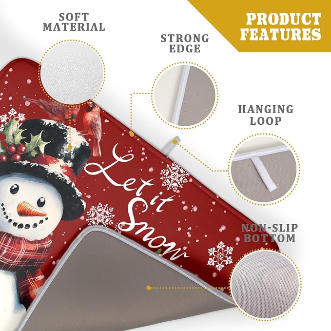Winter Snowflake Red Dish Drying Mat - Image 4