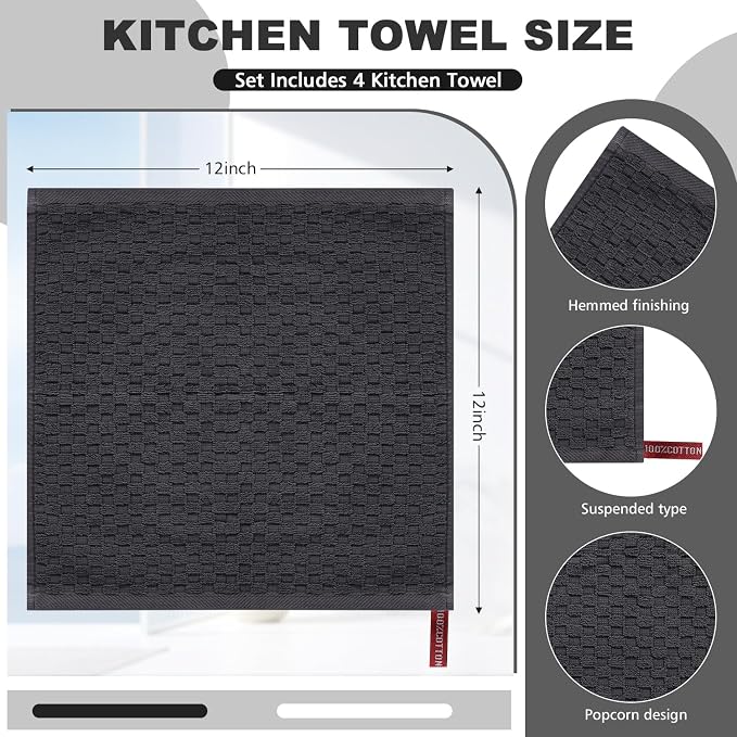 4 Pack 100% Cotton Wash Cloth, 12x12 Inch Highly Absorbent and Soft Feel - Image 2