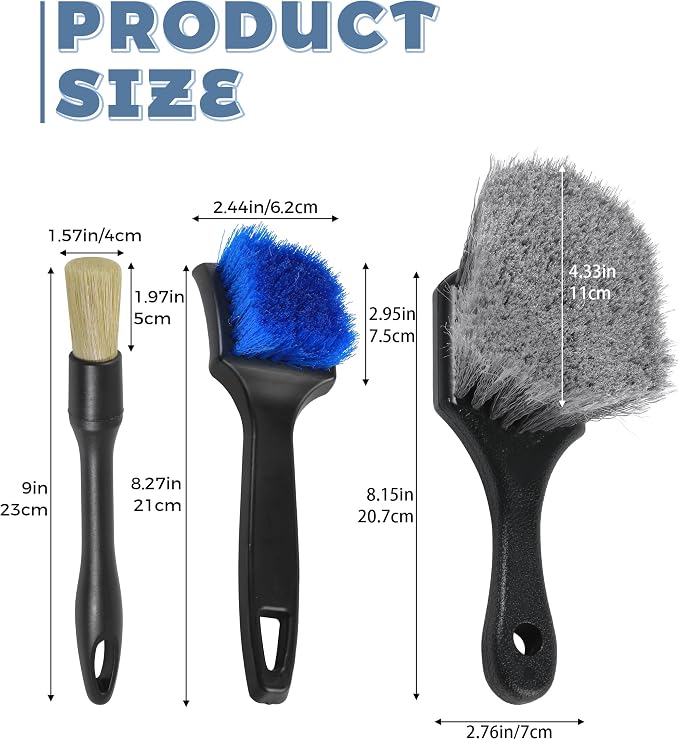 3PCS Wheel Brush, Car Accessories Wheel Rim Tire Cleaning Brush Set, Used to - Image 2