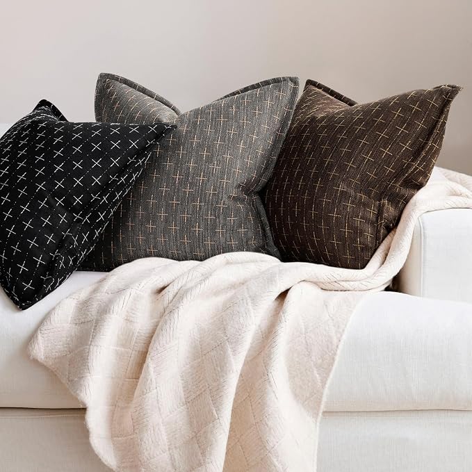 ZWJD Pillow Covers 16x16 Set of 2 Soft Polyester Textured Pillow Covers - Image 4