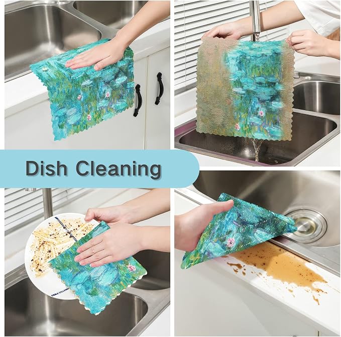 ALAZA Dish Towels Monet Painting Dish Cloths Super Absorbent Kitchen Towels - Image 2
