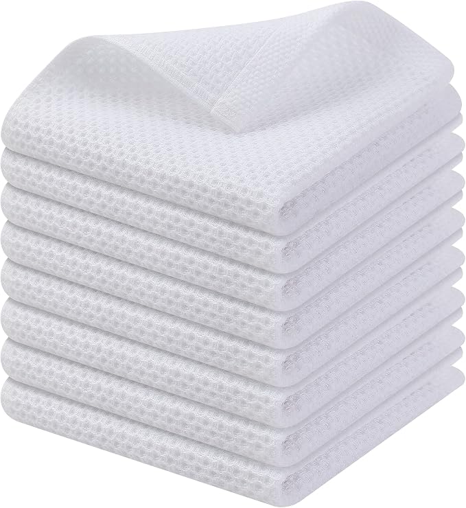 Kitinjoy 100% Cotton Kitchen Dish Cloths, 8 Pack Waffle Weave Ultra Soft by Kitinjoy
