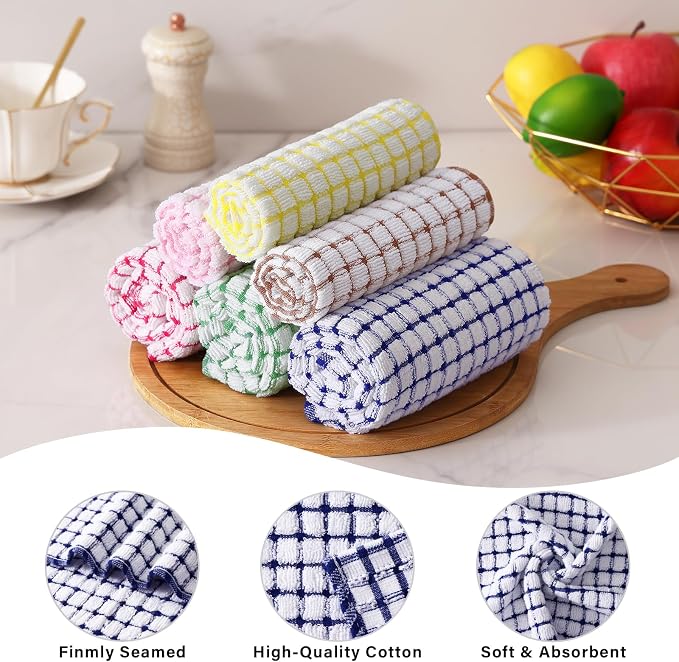 Homaxy Kitchen Towels and Dishcloths Set, 16 x 25 and 12 x 12 Inches, Super - Image 4