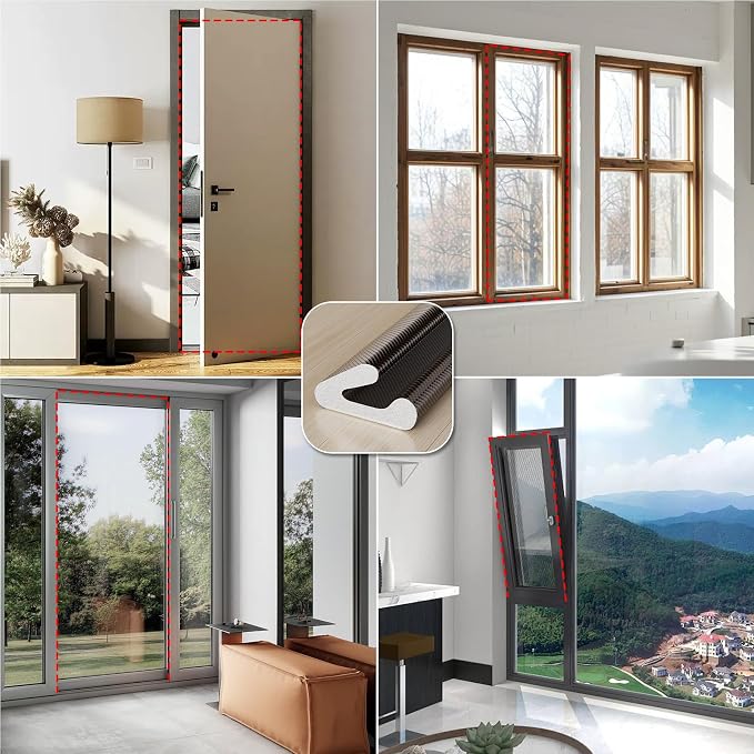 V-Shaped Weather Stripping Door Seal, 33FT Draft Stopper - Image 9