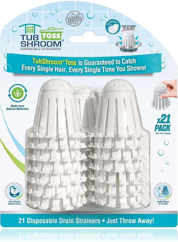 TubShroom Toss 21pk Disposable Bath Tub Drain Strainers by TubShroom